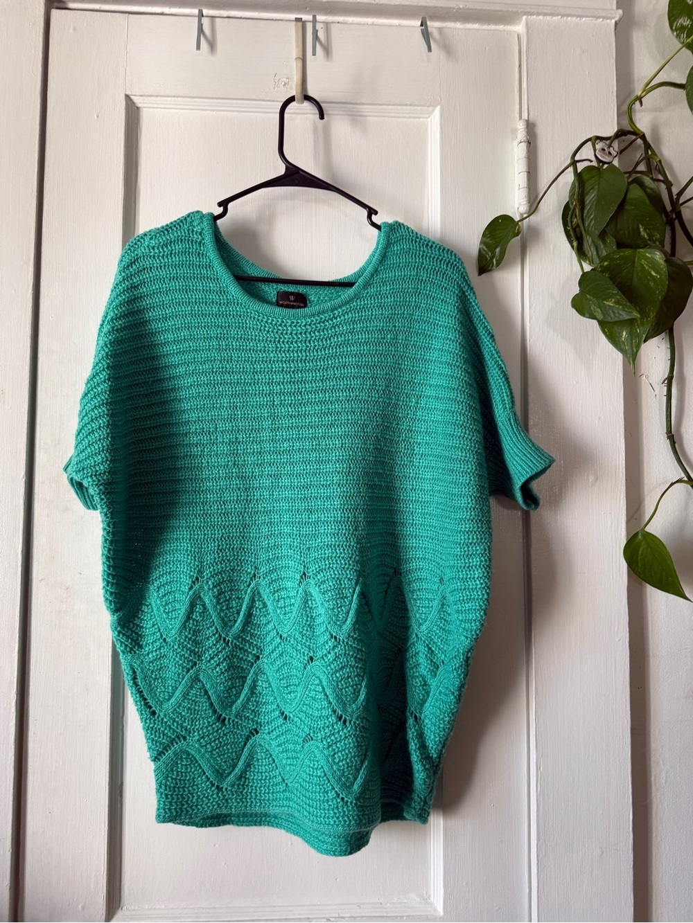 Worthington Teal Knit Short-Sleeve Crewneck Sweater size M